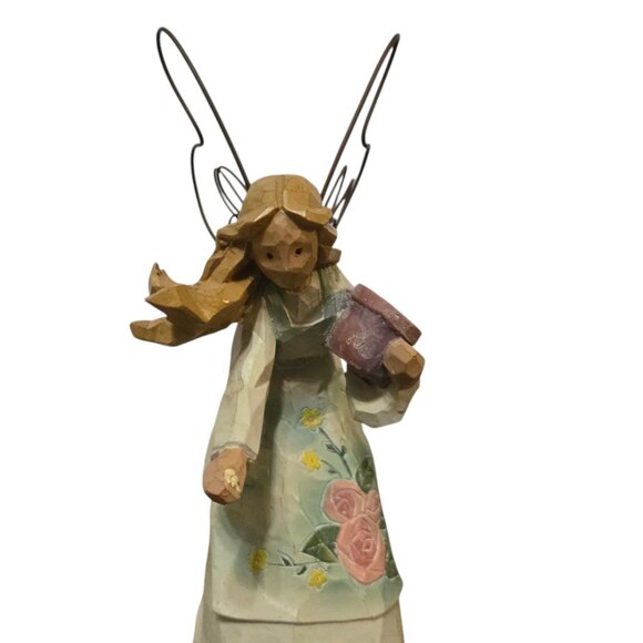 Angel Figurine Feeding Blue Birds Bluebirds Wire Wings AS IS - Picture 15 of 16